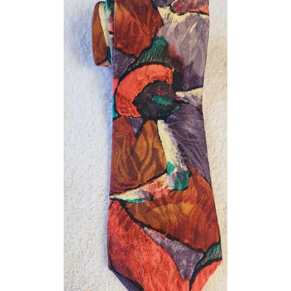 VTG 80s Spencer & Noble 100% Silk Tie Abstract Print Necktie Made In USA - Picture 6 of 10